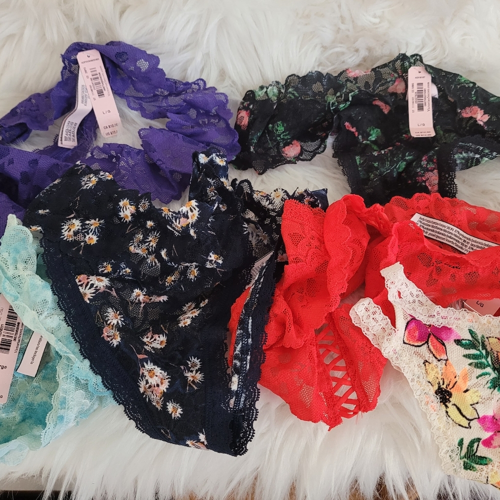 NWT Set of 6 Victoria's Secret Lacy Thong Underwear